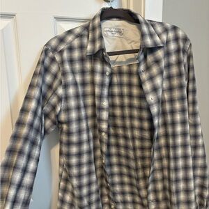 OFFICINE GENERALE Men’s Blue/White Plaid Shirt